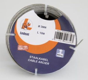 Câble acier Ø3mm L.10m maxi 450kg